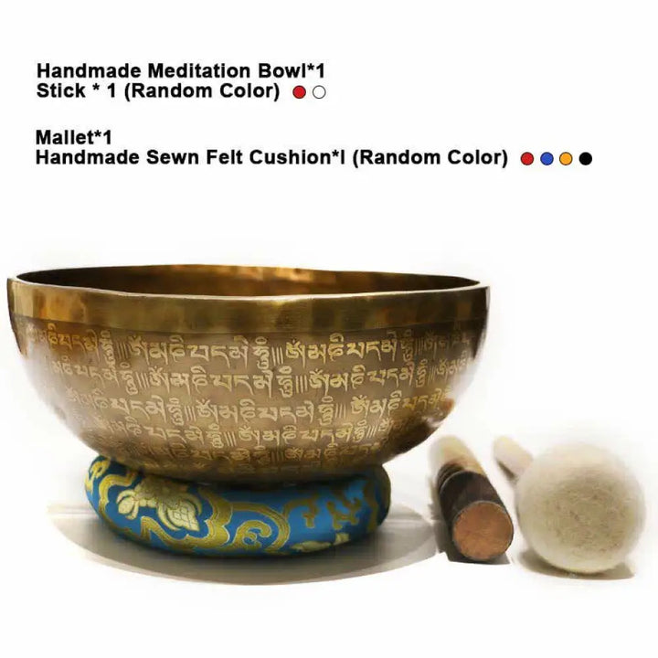 BWOOOH Sutra Singing Bowl Handcrafted for Healing and Meditation Positive Energy Sound Bowl Set - Singing Bowl