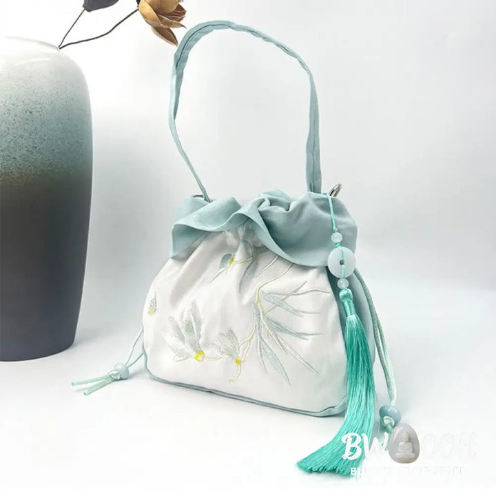 Buddha Stones Suzhou Embroidery Camellia Magnolia Peony Lotus Silk Tote Crossbody Bag Shoulder Bag Handbag - Crossbody