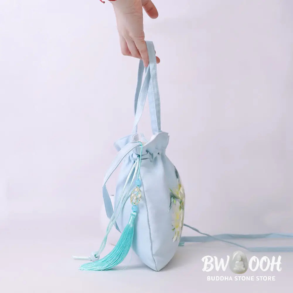 Buddha Stones Suzhou Embroidery Lotus Deer Epiphyllum Peony Rabbit Cotton Linen Tote Crossbody Bag Shoulder Bag Handbag