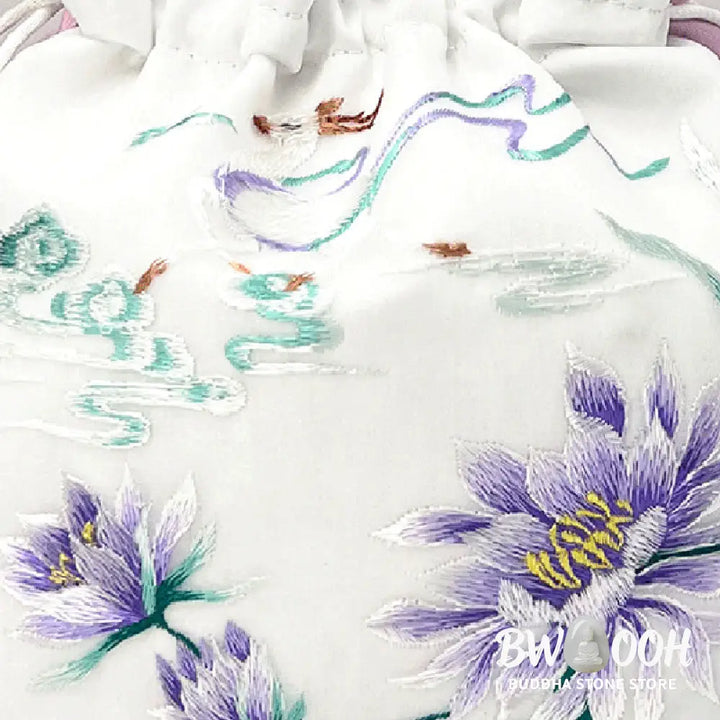 Buddha Stones Suzhou Embroidery Rabbit Lotus Epiphyllum Peony Magnolia Silk Tote Crossbody Bag Shoulder Bag Handbag