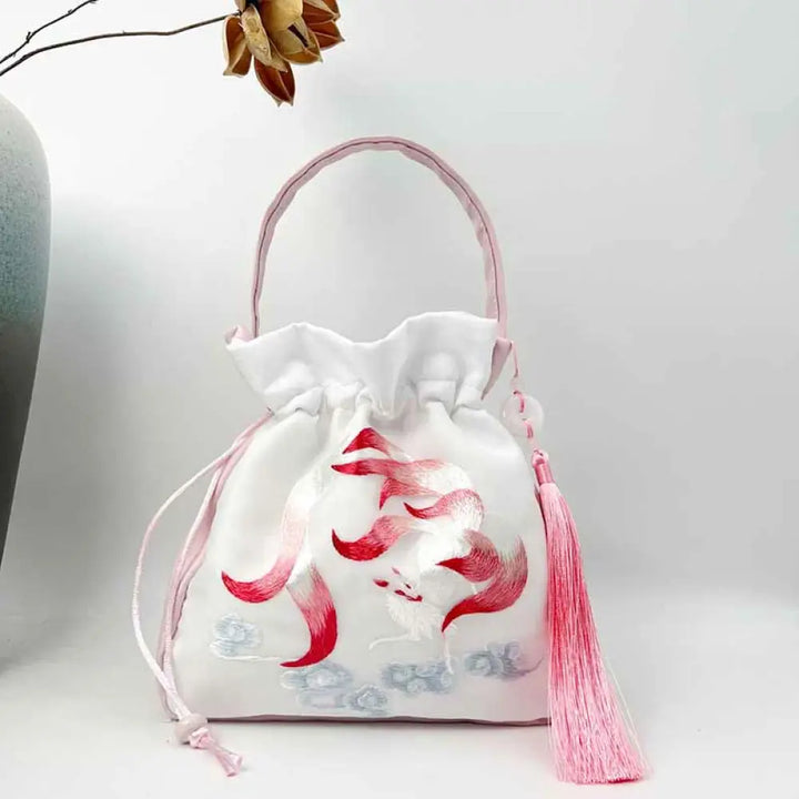 Buddha Stones Suzhou Embroidery Rabbit Lotus Epiphyllum Peony Magnolia Silk Tote Crossbody Bag Shoulder Bag Handbag