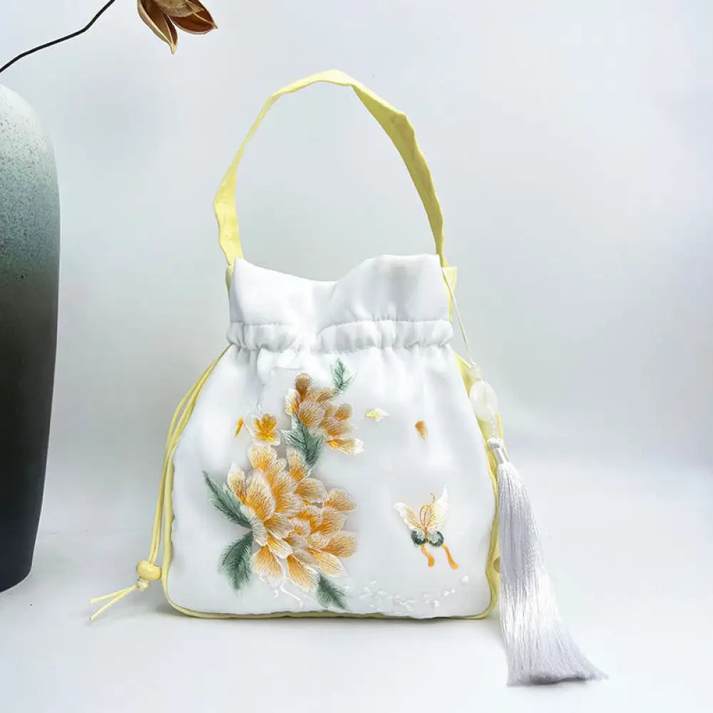 Buddha Stones Suzhou Embroidery Rabbit Lotus Epiphyllum Peony Magnolia Silk Tote Crossbody Bag Shoulder Bag Handbag