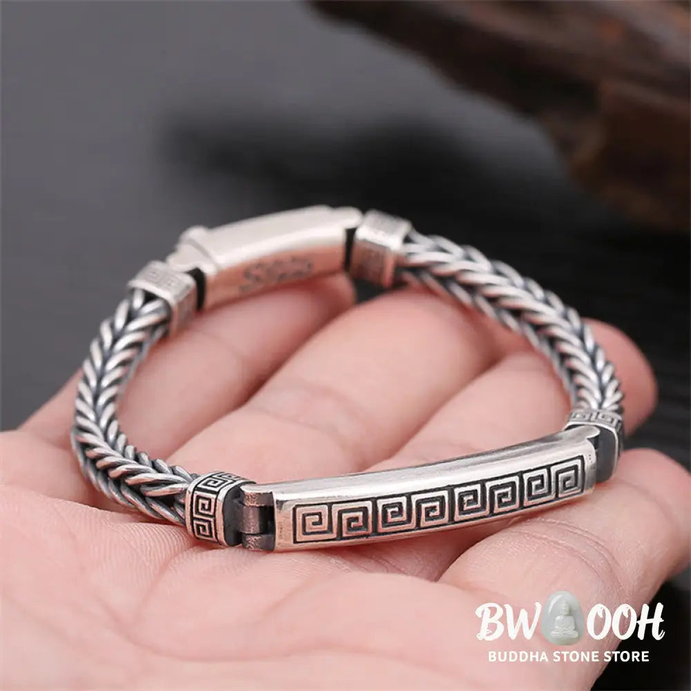 BWOOOH Swastika Pattern Engraved Luck Bracelet | natural stone spiritual bracelet for healing and mindful living
