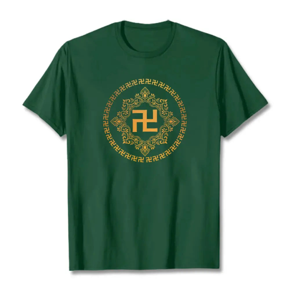 Buddha Stones Swastika Tee T-shirt - Forest Green / S - T-Shirts