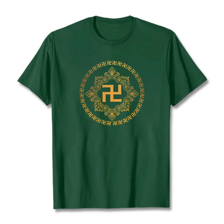 Buddha Stones Swastika Tee T-shirt - Forest Green / S - T-Shirts