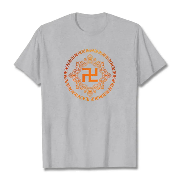 Buddha Stones Swastika Tee T-shirt - Light Grey / S - T-Shirts
