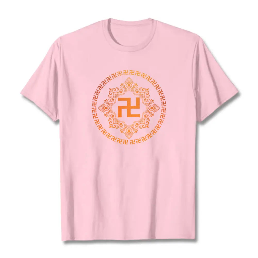 Buddha Stones Swastika Tee T-shirt - Light Pink / S - T-Shirts