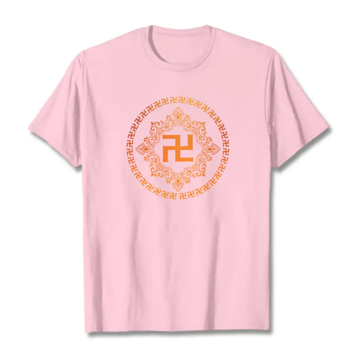Buddha Stones Swastika Tee T-shirt - Light Pink / S - T-Shirts