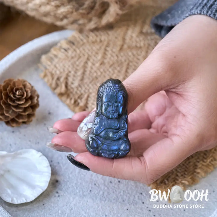 Buddha Stones Buddha Symbol Natural Labradorite Figurine Cure Statue Home Decoration - Buddha 4.5*2.3*1cm - Decorations