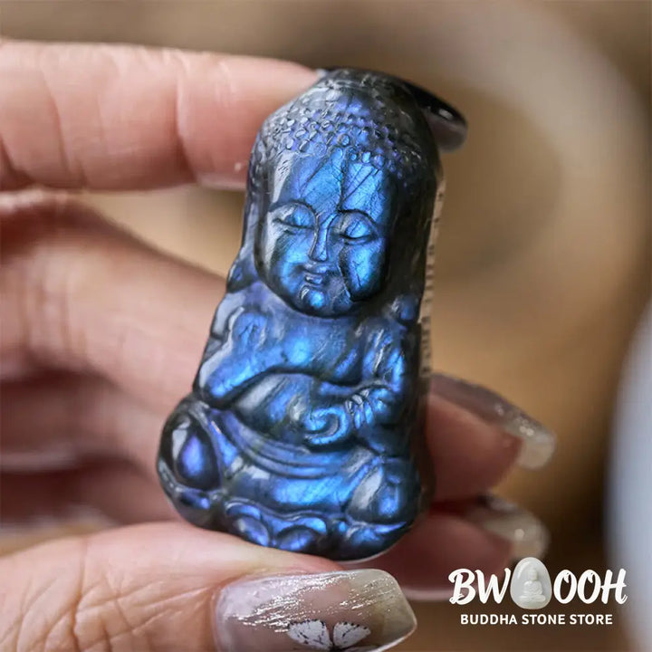 Buddha Stones Buddha Symbol Natural Labradorite Figurine Cure Statue Home Decoration - Buddha 4.5*2.3*1cm - Decorations