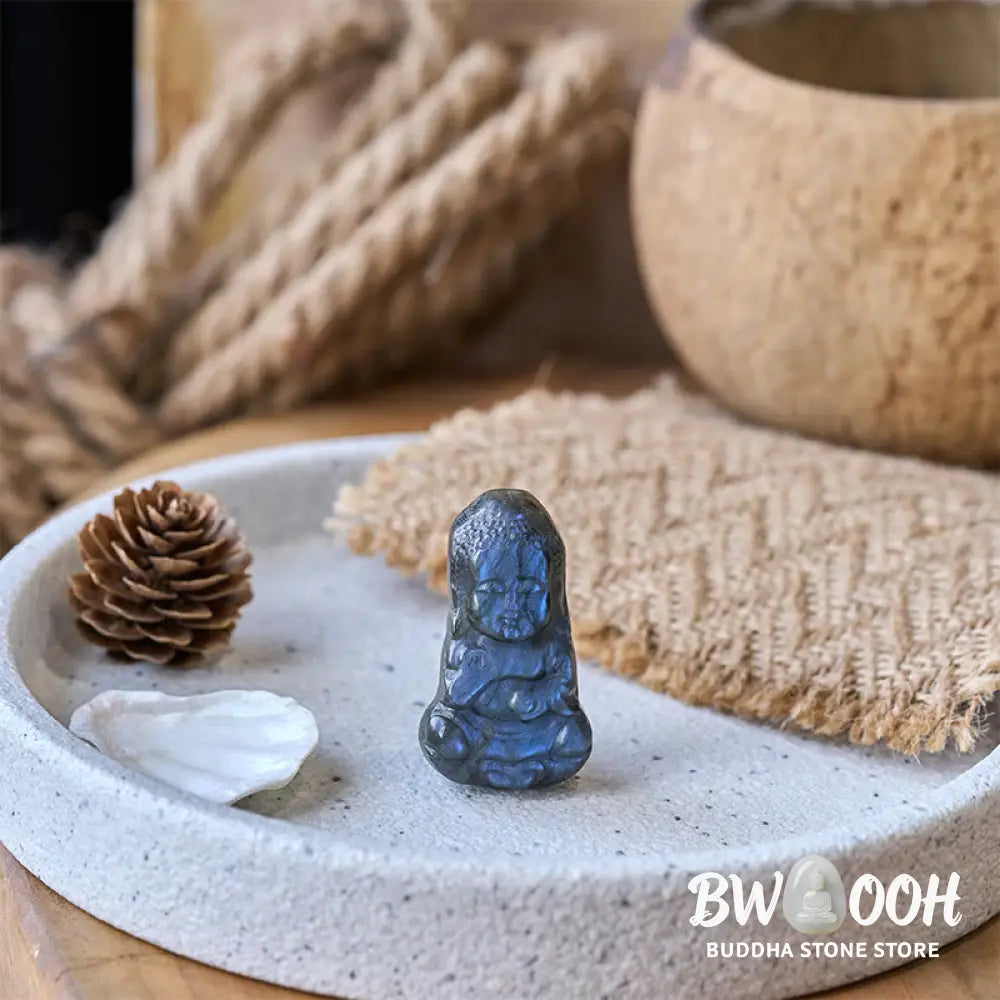 Buddha Stones Buddha Symbol Natural Labradorite Figurine Cure Statue Home Decoration - Buddha 4.5*2.3*1cm - Decorations