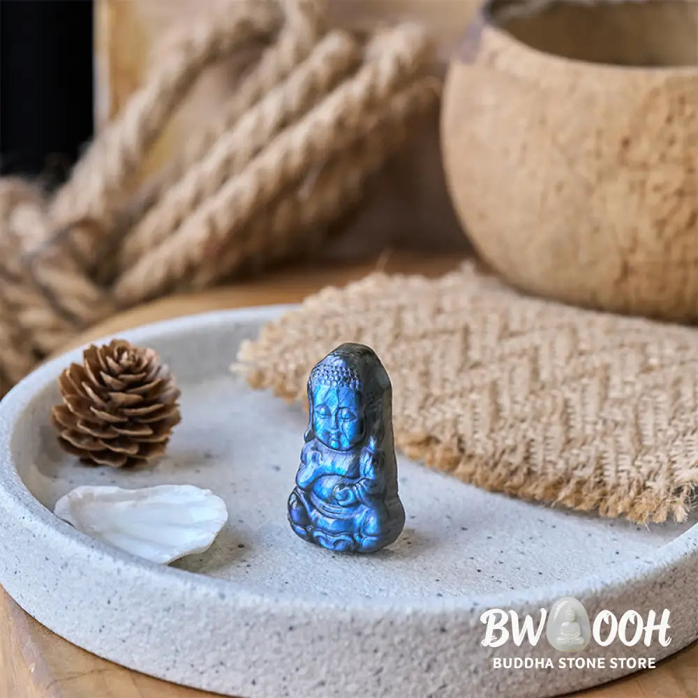 Buddha Stones Buddha Symbol Natural Labradorite Figurine Cure Statue Home Decoration - Buddha 4.5*2.3*1cm - Decorations