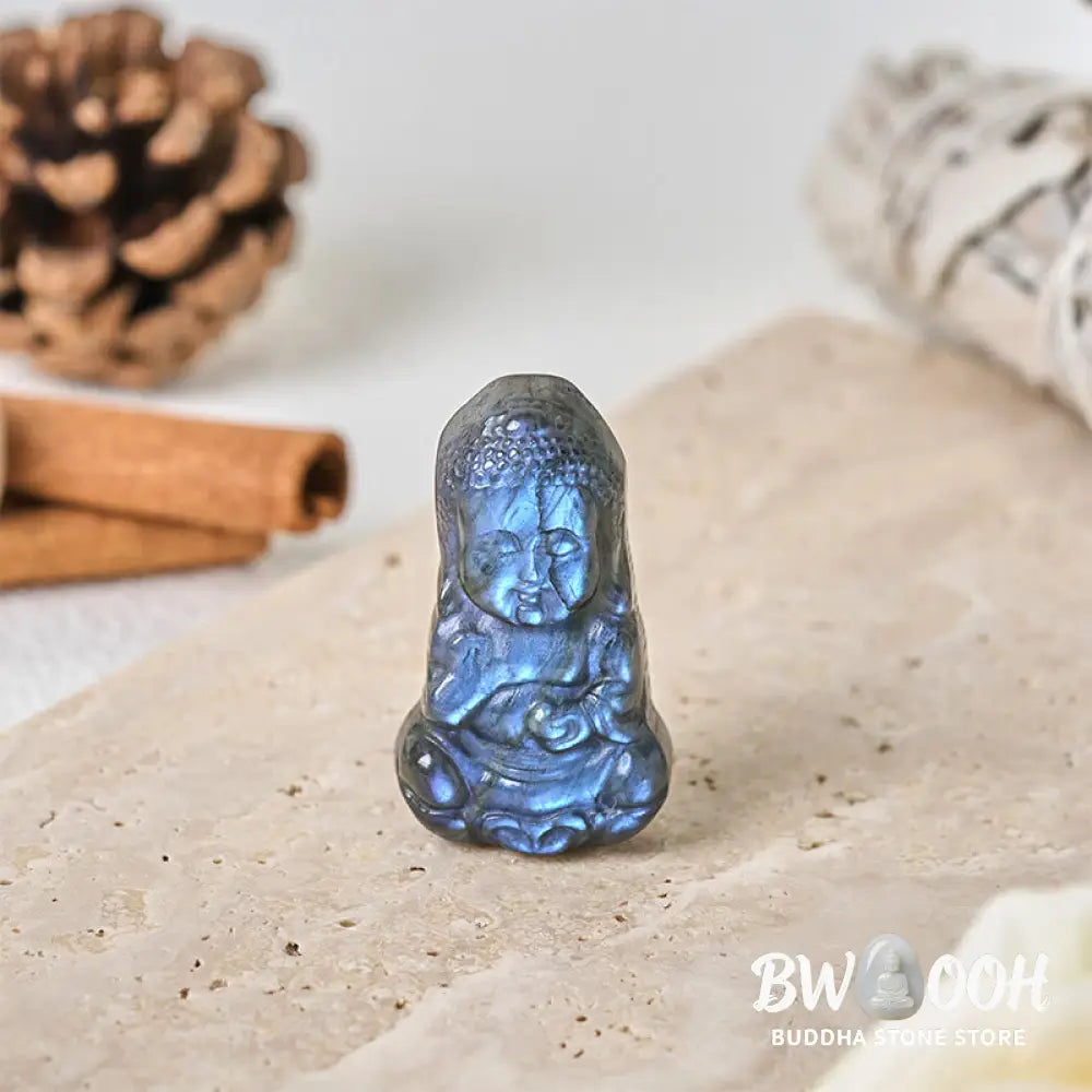 Buddha Stones Buddha Symbol Natural Labradorite Figurine Cure Statue Home Decoration - Buddha 4.5*2.3*1cm - Decorations
