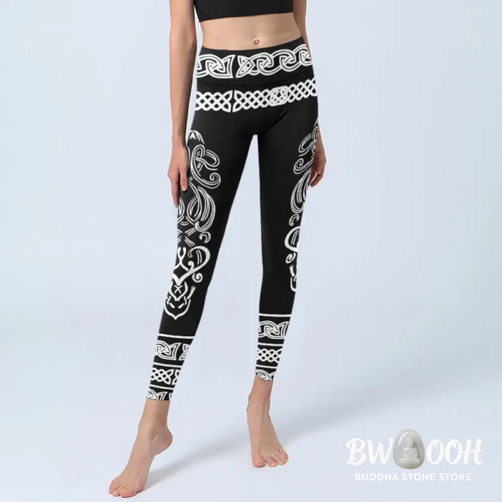 BWOOOH printed yoga leggings - Symmetrical Celtic Knot Pattern Print Gy