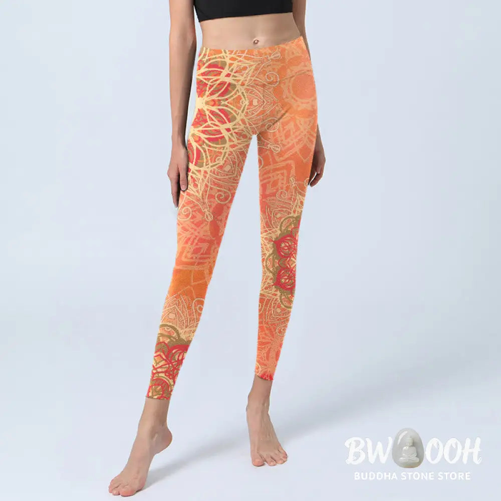 BWOOOH printed yoga leggings - Symmetrical Geometric Pattern Print Gym 