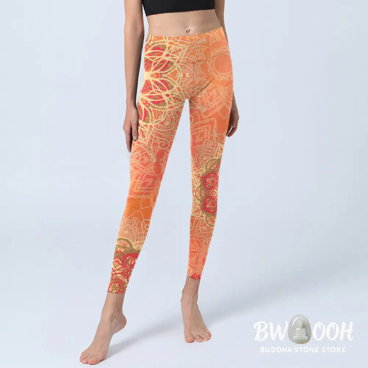 BWOOOH printed yoga leggings - Symmetrical Geometric Pattern Print Gym 