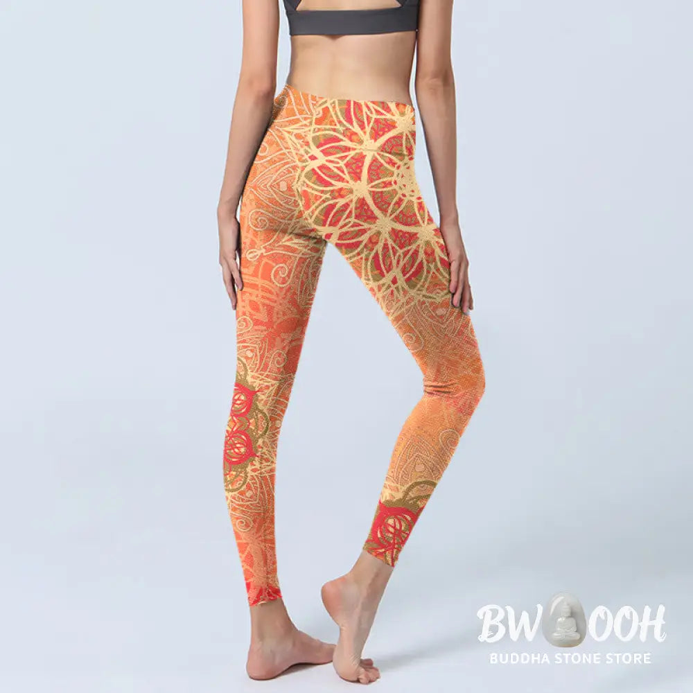 BWOOOH printed yoga leggings - Symmetrical Geometric Pattern Print Gym 