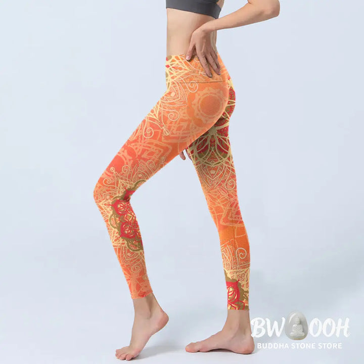 BWOOOH printed yoga leggings - Symmetrical Geometric Pattern Print Gym 