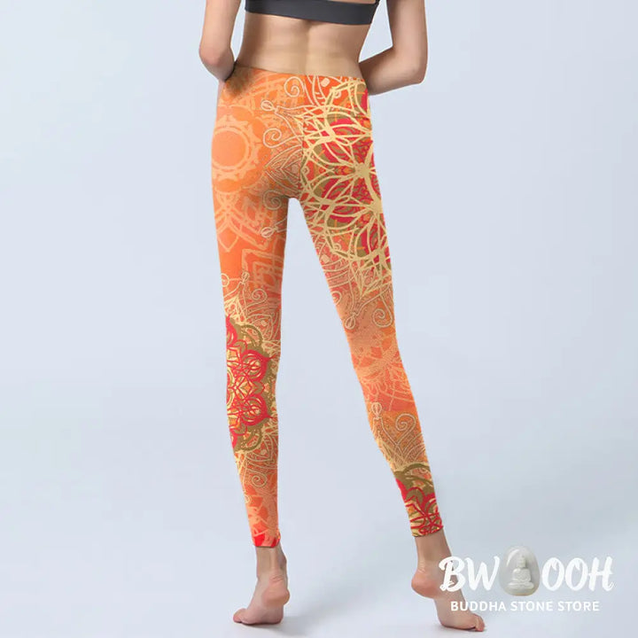 BWOOOH printed yoga leggings - Symmetrical Geometric Pattern Print Gym 