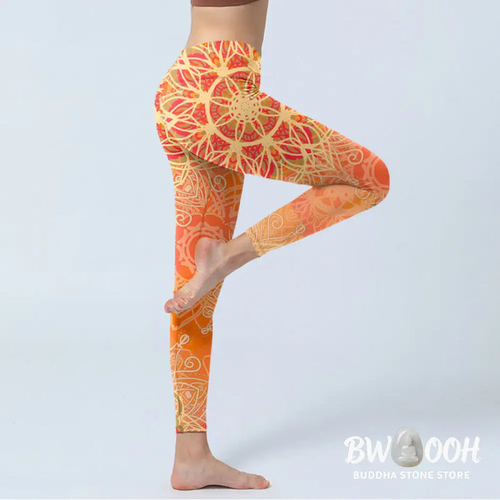 BWOOOH printed yoga leggings - Symmetrical Geometric Pattern Print Gym 