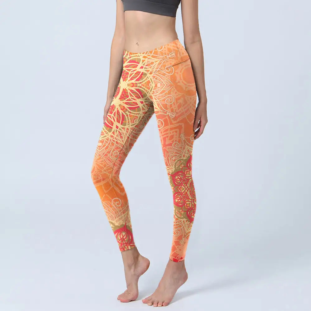 BWOOOH printed yoga leggings - Symmetrical Geometric Pattern Print Gym 