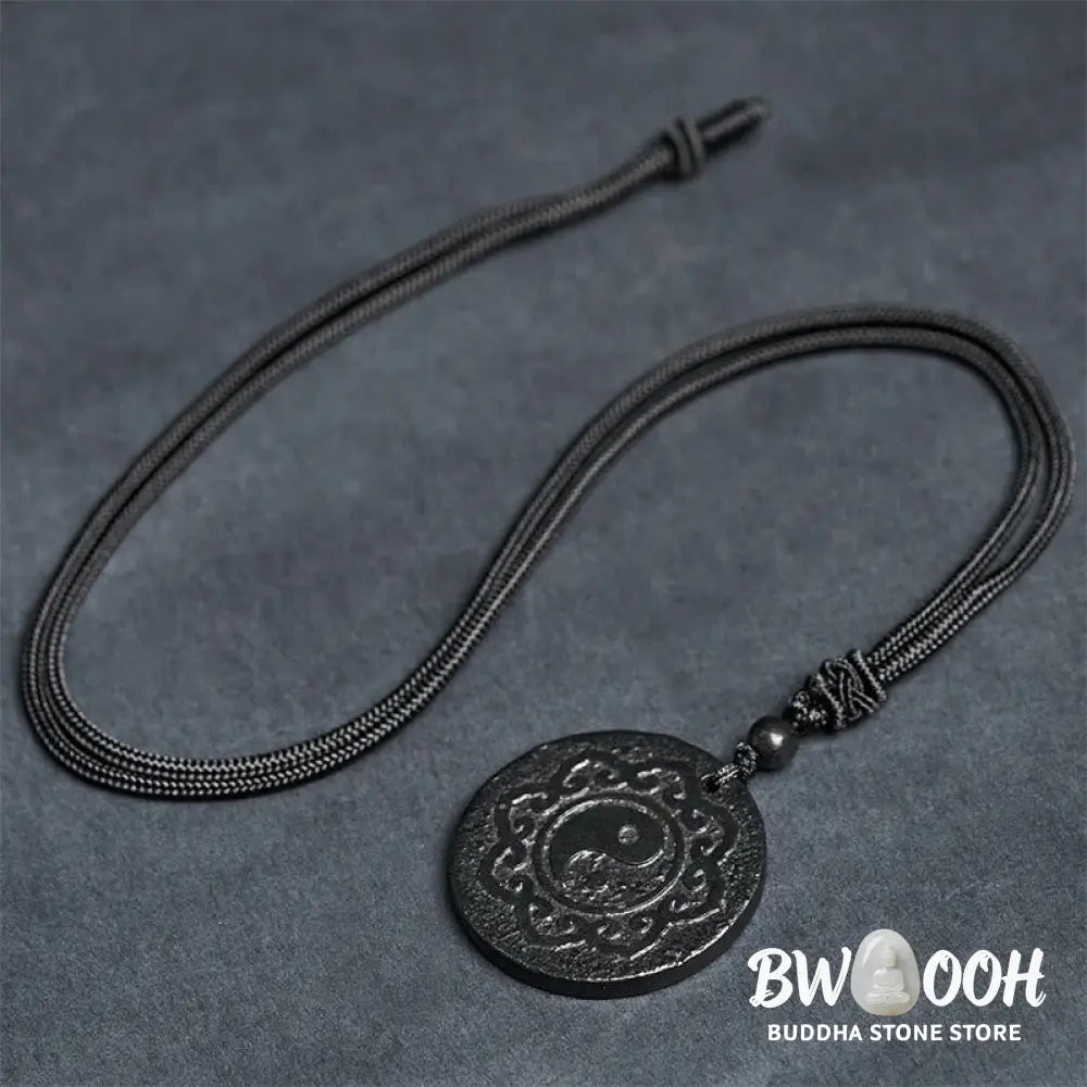 Buddha Stones Tai Chi Yin Yang Symbol Authentic Shungite Stone Inner Strength Necklace Pendant - BWOOOH - Shungite