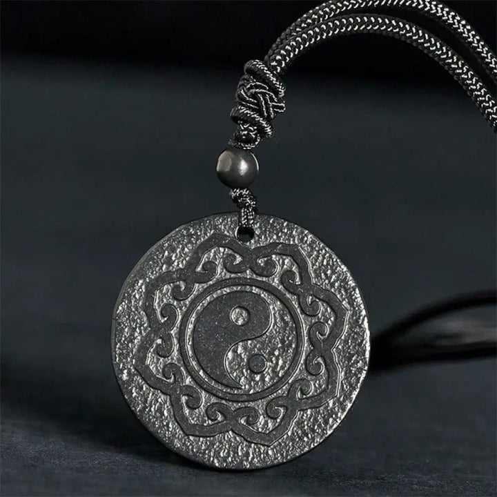 Buddha Stones Tai Chi Yin Yang Symbol Authentic Shungite Stone Inner Strength Necklace Pendant - BWOOOH - Shungite
