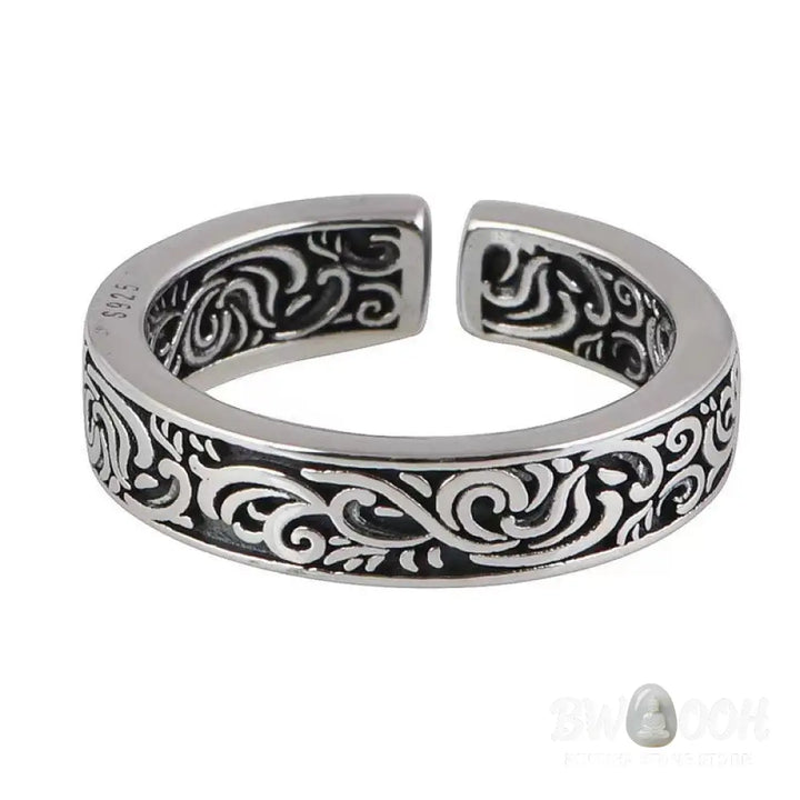 Buddha Stones Tang Dynasty Flower Design Copper Luck Adjustable Ring - BWOOOH - Adjustable - Ring