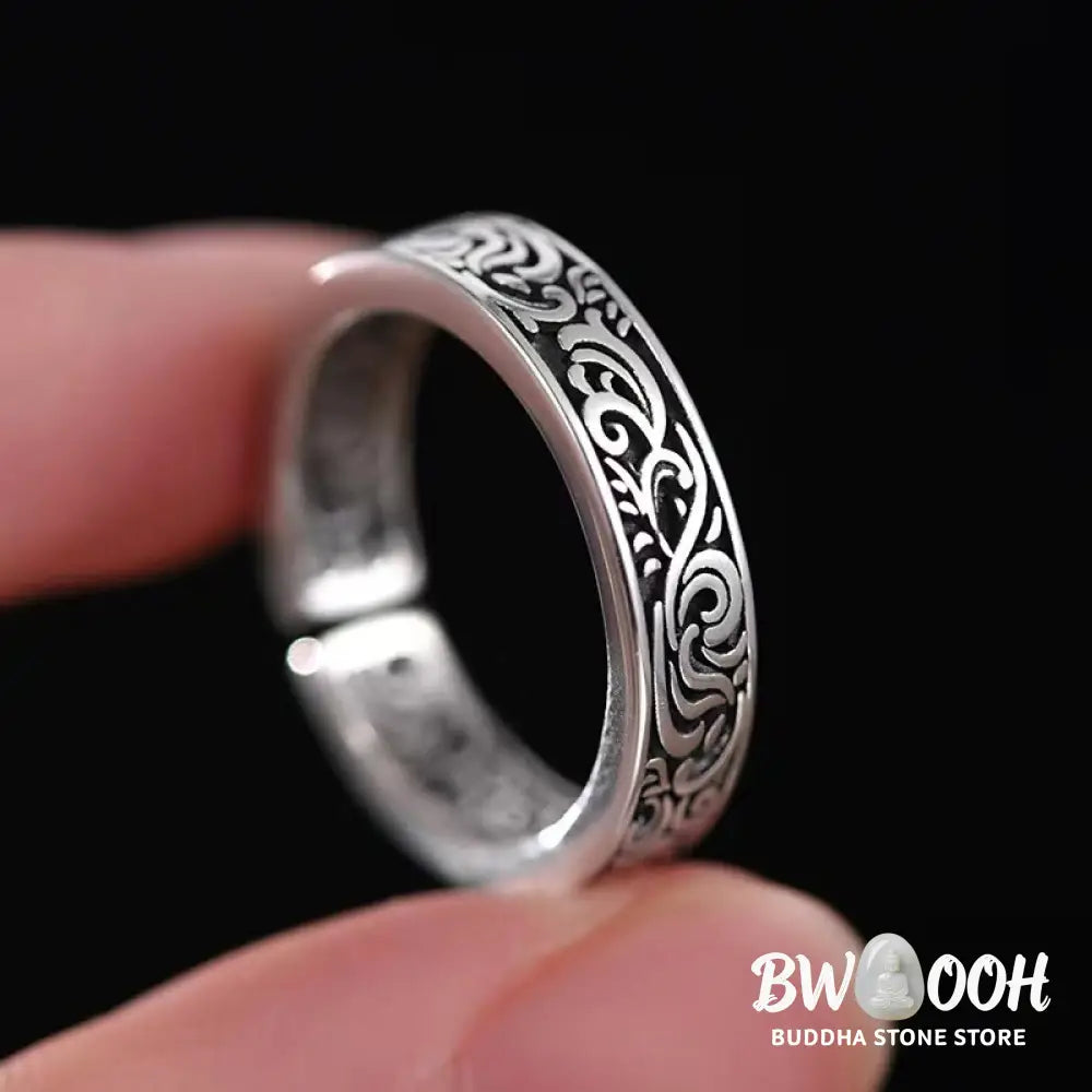 Buddha Stones Tang Dynasty Flower Design Copper Luck Adjustable Ring - BWOOOH - Adjustable - Ring