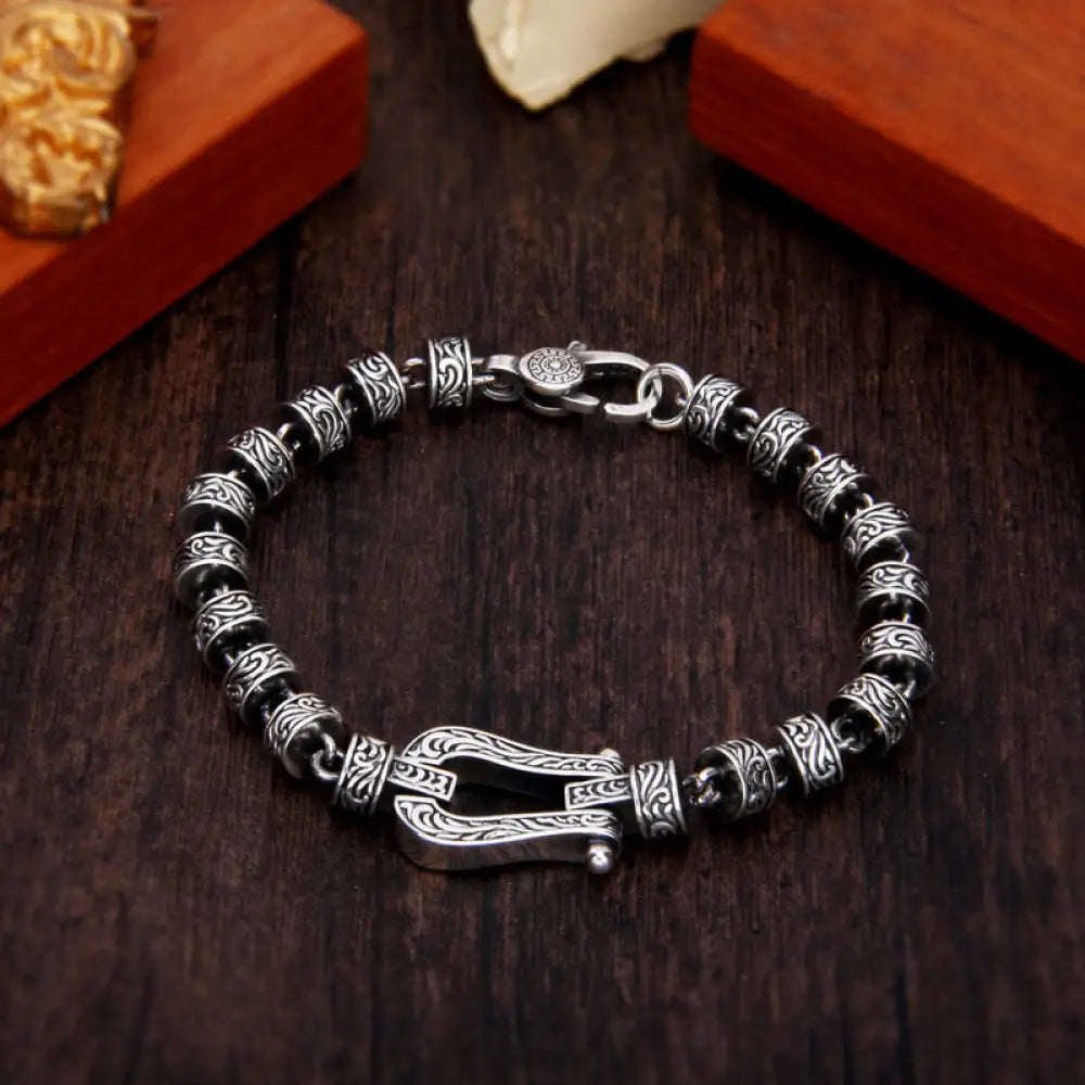BWOOOH Tang Dynasty Flower Design Copper Luck Buckle Bracelet - BWOOOH - 18cm fit for Wrist Circumference 16cm