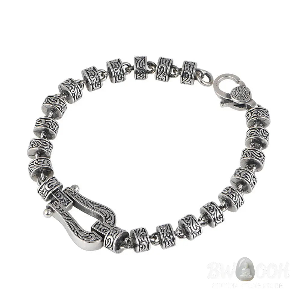 Buddha Stones Tang Dynasty Flower Design Copper Luck Buckle Bracelet - BWOOOH - Bracelet