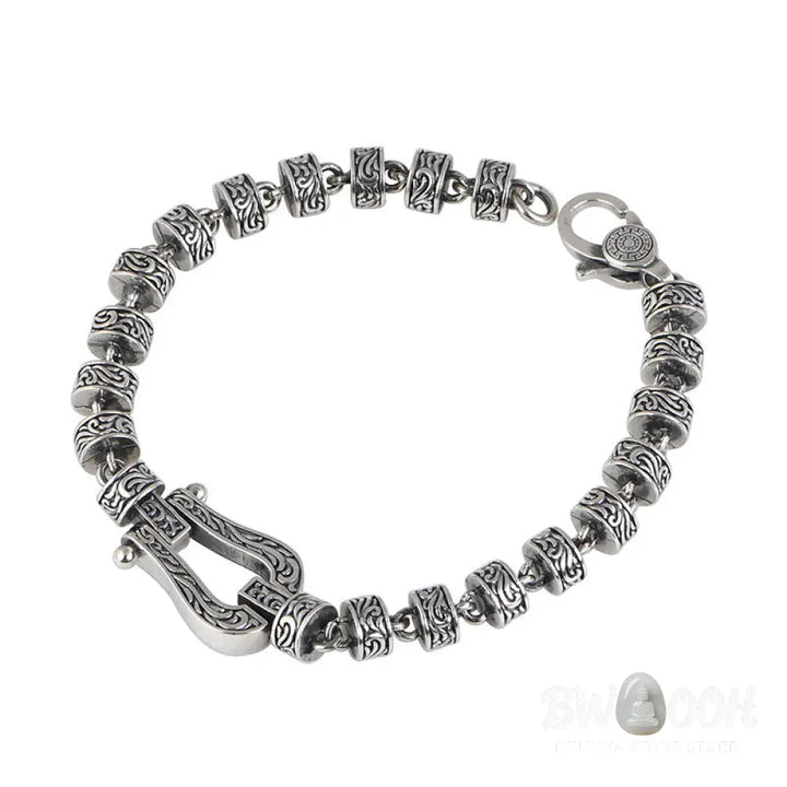 Buddha Stones Tang Dynasty Flower Design Copper Luck Buckle Bracelet - BWOOOH - Bracelet