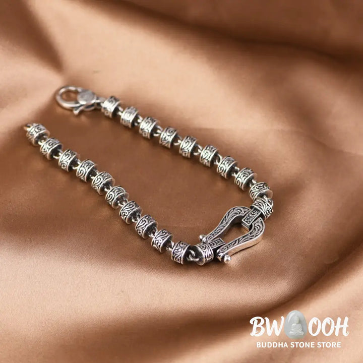 Buddha Stones Tang Dynasty Flower Design Copper Luck Buckle Bracelet - BWOOOH - Bracelet
