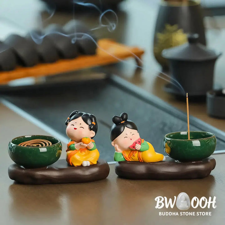 BWOOOH ceramic incense burner - Tang Dynasty Lady Food Healing Cera