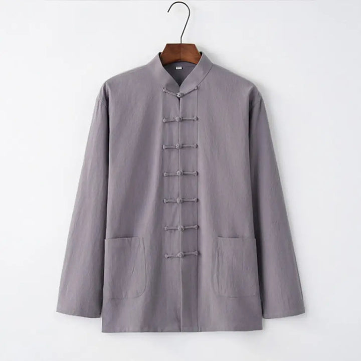 BWOOOH Tang Frog-Button Long Sleeve Shirt Cotton Men&