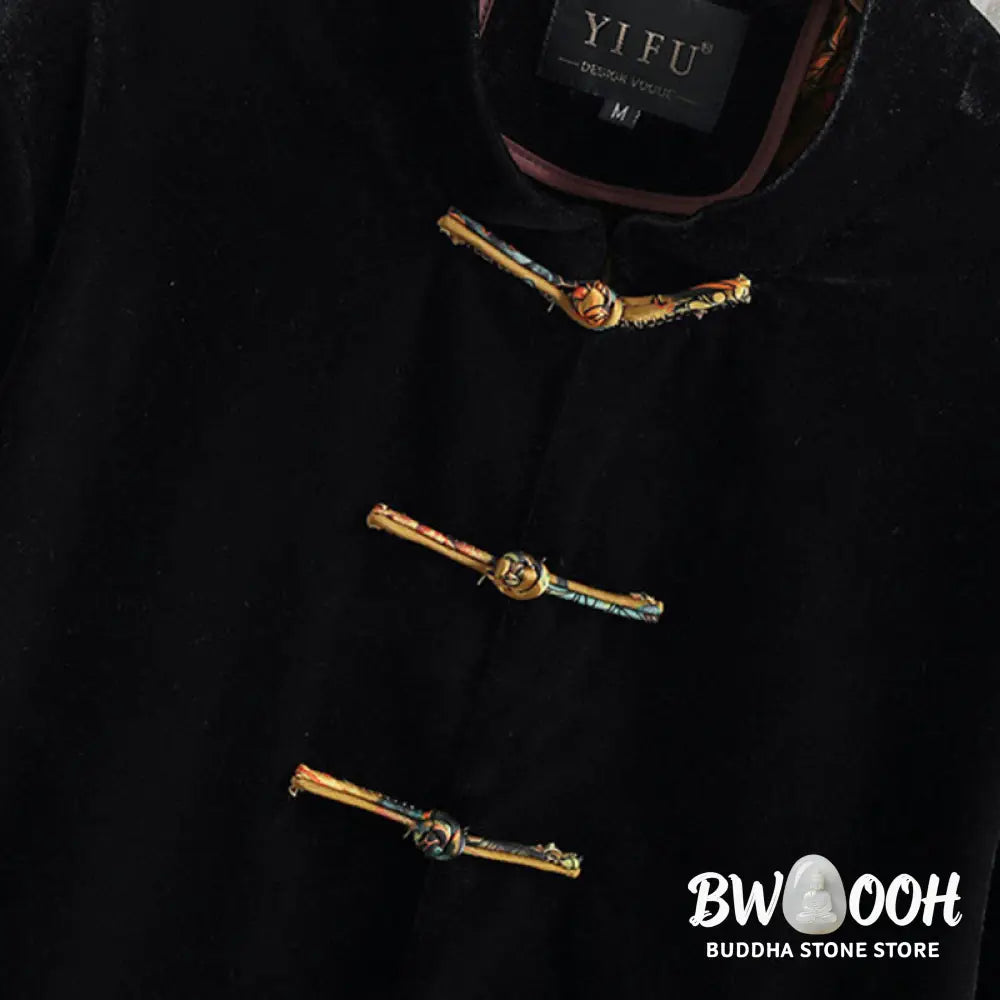 Buddha Stones Tang Suit Frog-button Round Neck Cotton Men’s Jacket Shirt Clothing - Men’s Jacket Shirt