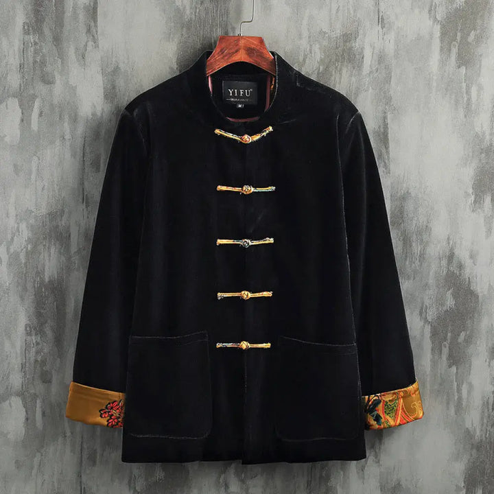 BWOOOH Tang Suit Frog-button Round Neck Cotton Men&