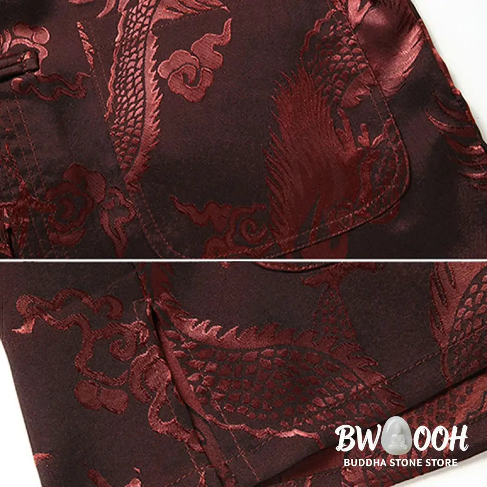 Buddha Stones Tang Suit Men Hanfu Chinese Dragon Traditional Clothes Kung Fu Shirt Uniform Long Sleeved Coat Tops and