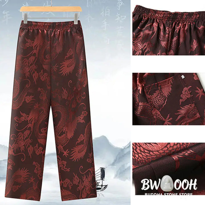 Buddha Stones Tang Suit Men Hanfu Chinese Dragon Traditional Clothes Kung Fu Shirt Uniform Long Sleeved Coat Tops and