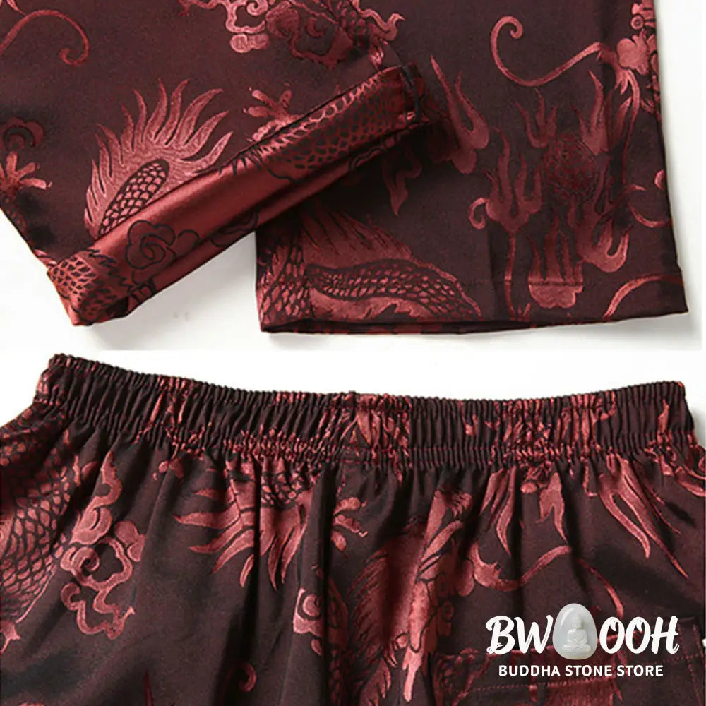 Buddha Stones Tang Suit Men Hanfu Chinese Dragon Traditional Clothes Kung Fu Shirt Uniform Long Sleeved Coat Tops and