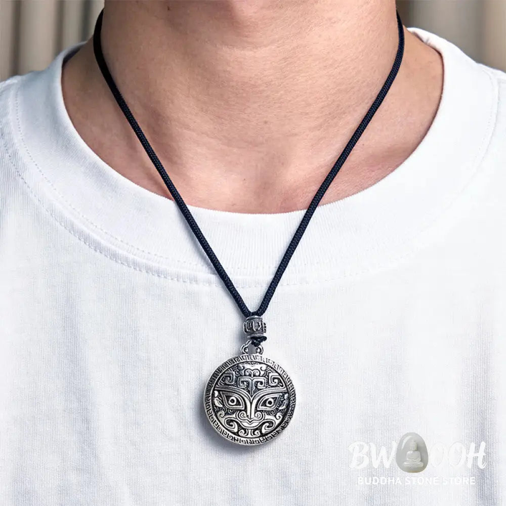 Buddha Stones Taotie Om Mani Padme Hum Copper Plated Silver Wealth Necklace Pendant - BWOOOH - Copper(Wealth ♥ Luck)