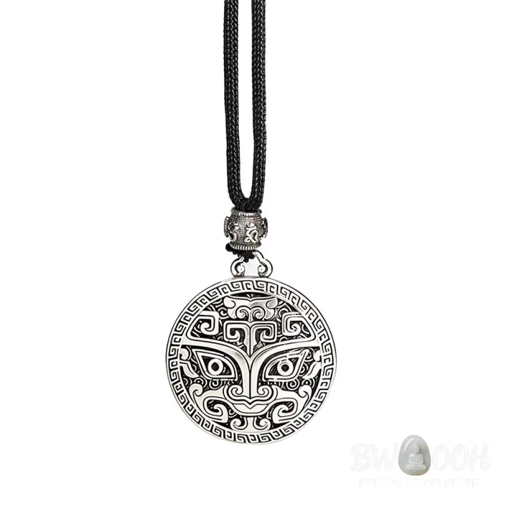 Buddha Stones Taotie Om Mani Padme Hum Copper Plated Silver Wealth Necklace Pendant - BWOOOH - Copper(Wealth ♥ Luck)