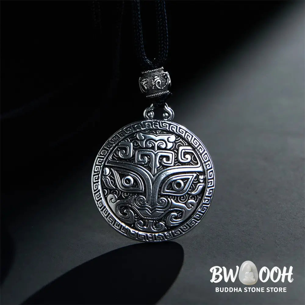 Buddha Stones Taotie Om Mani Padme Hum Copper Plated Silver Wealth Necklace Pendant - BWOOOH - Copper(Wealth ♥ Luck)
