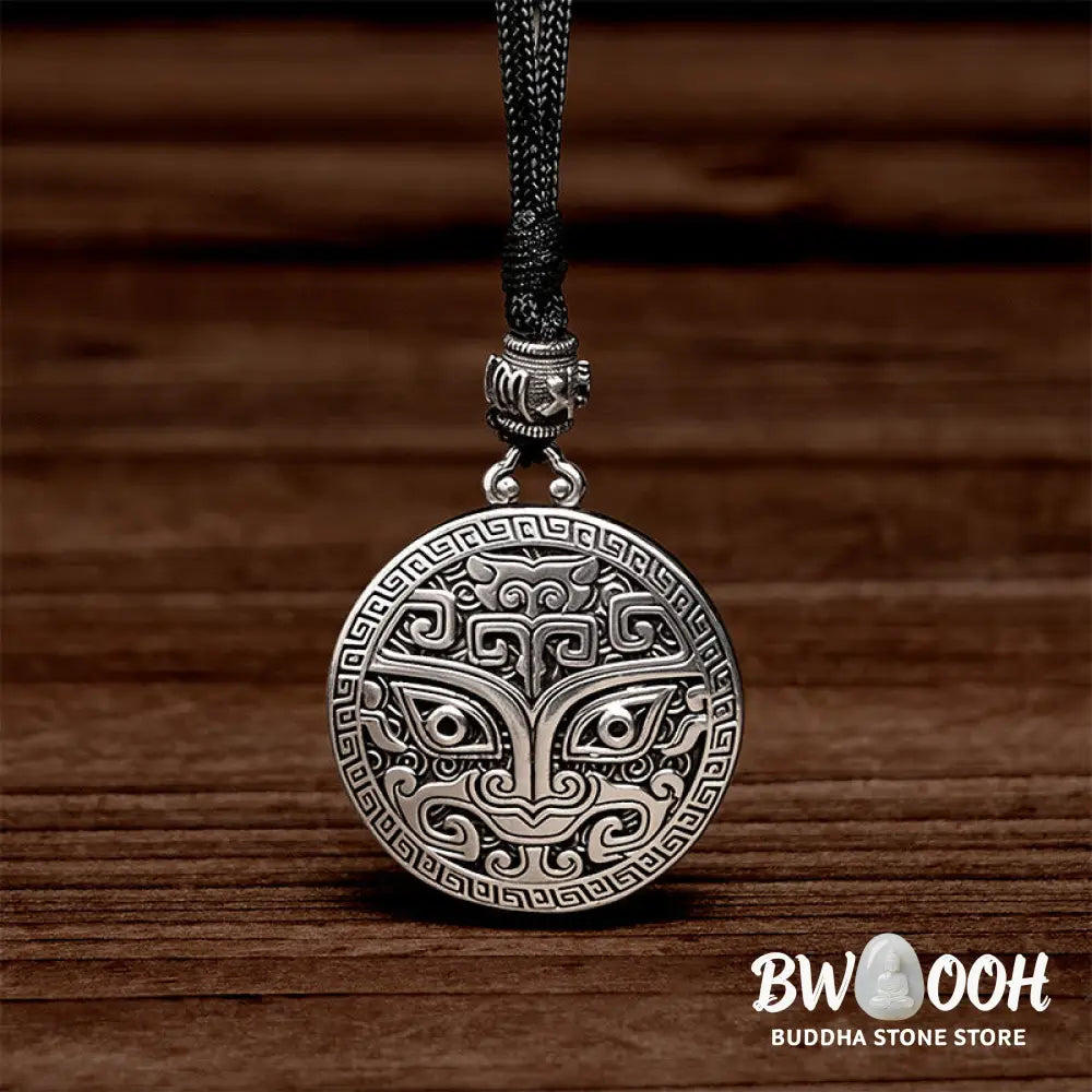 Buddha Stones Taotie Om Mani Padme Hum Copper Plated Silver Wealth Necklace Pendant - BWOOOH - Copper(Wealth ♥ Luck)