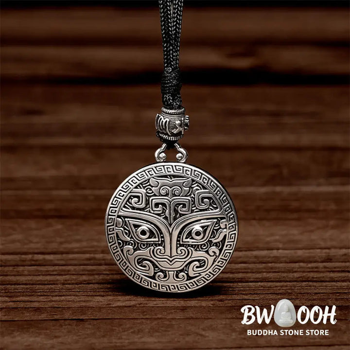 Buddha Stones Taotie Om Mani Padme Hum Copper Plated Silver Wealth Necklace Pendant - BWOOOH - Copper(Wealth ♥ Luck)