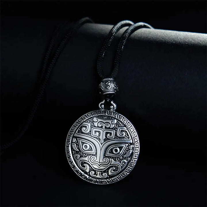 Buddha Stones Taotie Om Mani Padme Hum Copper Plated Silver Wealth Necklace Pendant - BWOOOH - Copper(Wealth ♥ Luck)