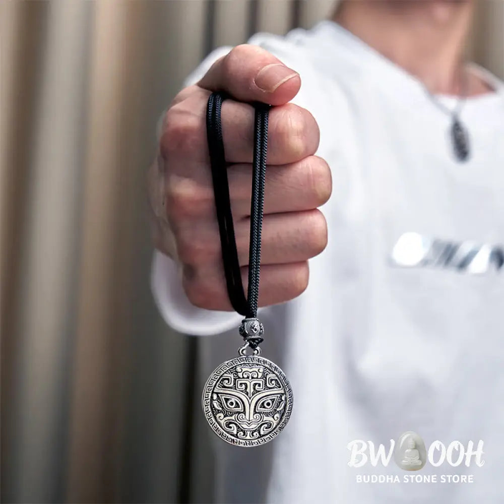 Buddha Stones Taotie Om Mani Padme Hum Copper Plated Silver Wealth Necklace Pendant - BWOOOH - Copper(Wealth ♥ Luck)