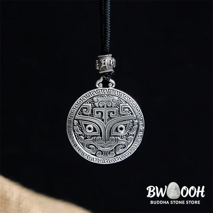 Buddha Stones Taotie Om Mani Padme Hum Copper Plated Silver Wealth Necklace Pendant - BWOOOH - Copper(Wealth ♥ Luck)
