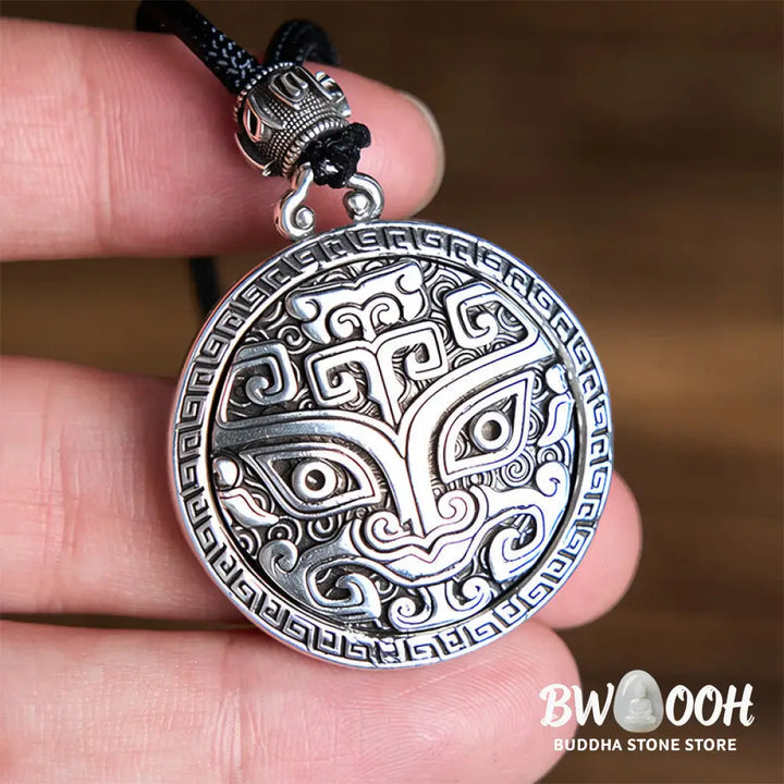 Buddha Stones Taotie Om Mani Padme Hum Copper Plated Silver Wealth Necklace Pendant - BWOOOH - Copper(Wealth ♥ Luck)