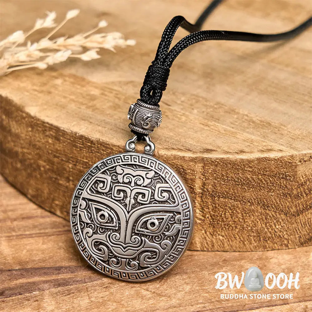 Buddha Stones Taotie Om Mani Padme Hum Copper Plated Silver Wealth Necklace Pendant - BWOOOH - Copper(Wealth ♥ Luck)